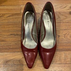 Kelly & Katie Women’s Size 7.5 Pumps Red Faux Leather Pointed Toe Heels